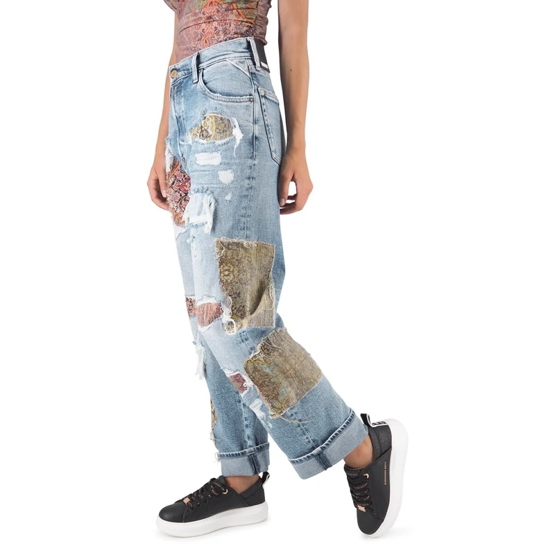 REPLAY Women's WA493 Jaylie Red Cast Comfort Indigo Jeans, Light Blue 010, 32W / 30L