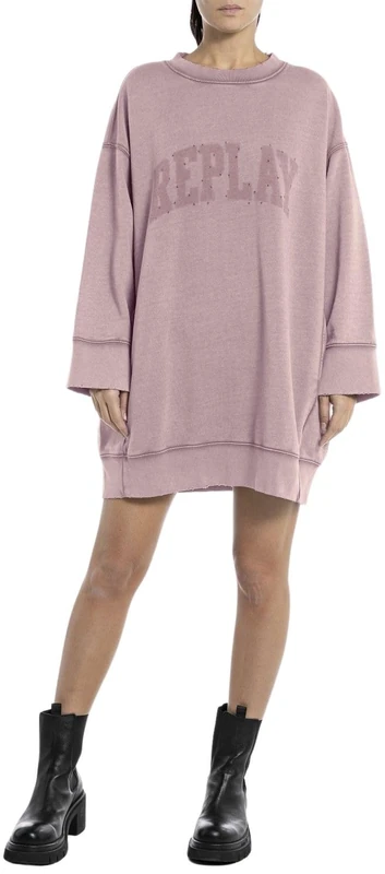 REPLAY Women's Hoodie Dress Without Hood, Powder Rose 465 (Pink), XXS