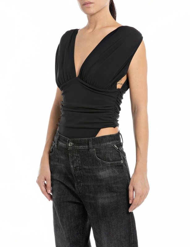 REPLAY Adult W3076 Jersey Stretch Cami Shirt, Black 098, S