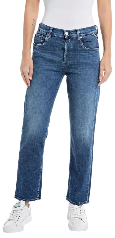REPLAY Women's WB461 Maijke Straight Comfort Jeans, Medium Blue 009-1, 23W / 28L