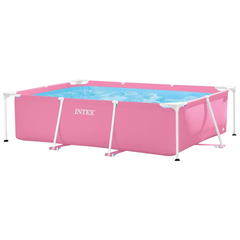 Intex 2.2m x 1.5M x 60cm Pink Rectangular Frame Pool, Set-up Size: 2.20m x 1.50m x 60cm (28266NP)