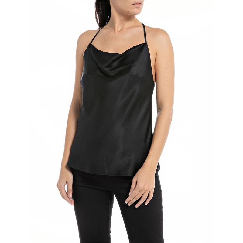 REPLAY Women's Blouse Short Sleeve Off Shoulder, Black 098 (Black), XS