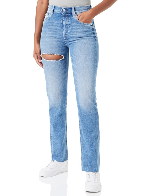 REPLAY Women's WB461O Maijke Straight Rose Label Pack Jeans, Super Light Blue 011, 26W / 30L