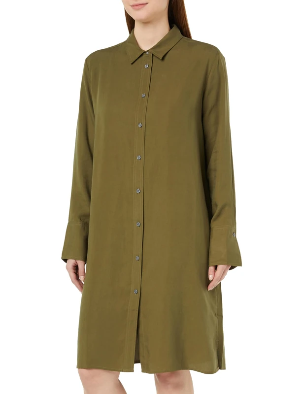 REPLAY Adult W9071 Tencel Canvas Dress, Dark Olive 234, L