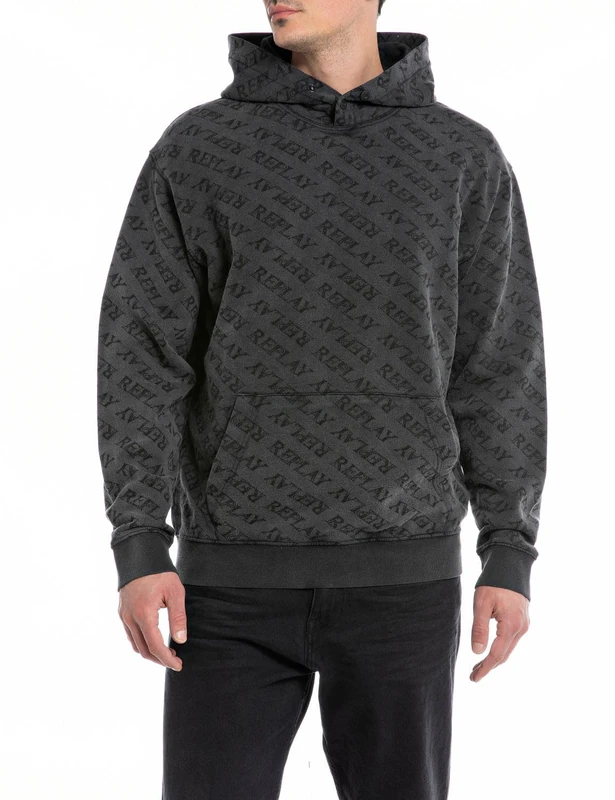 REPLAY Men's M6719 Hooded Sweatshirt, Blackboard 099, XS