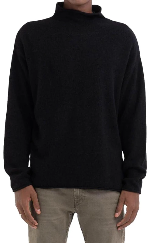 REPLAY Men's Wool Turtleneck Sweater, Black 098 (Black), XXL