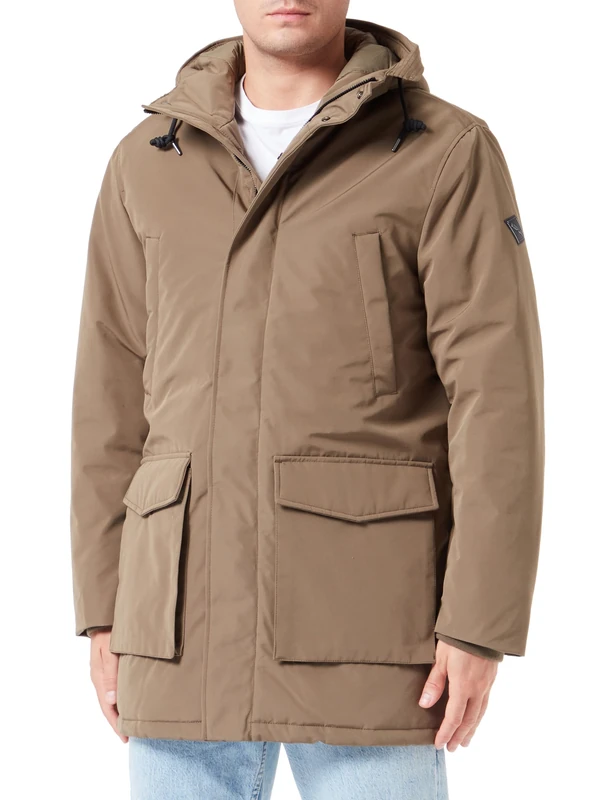 Replay Men's Winter Parka Jacket with Hood - Dark Olive XXL
