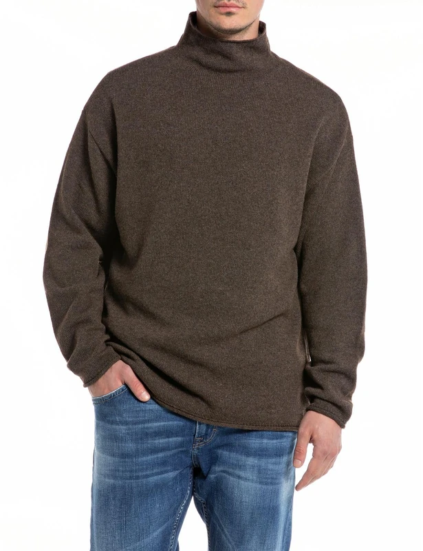 REPLAY Adult UK2520 Aged Sweater, Nut Melange M23, XS