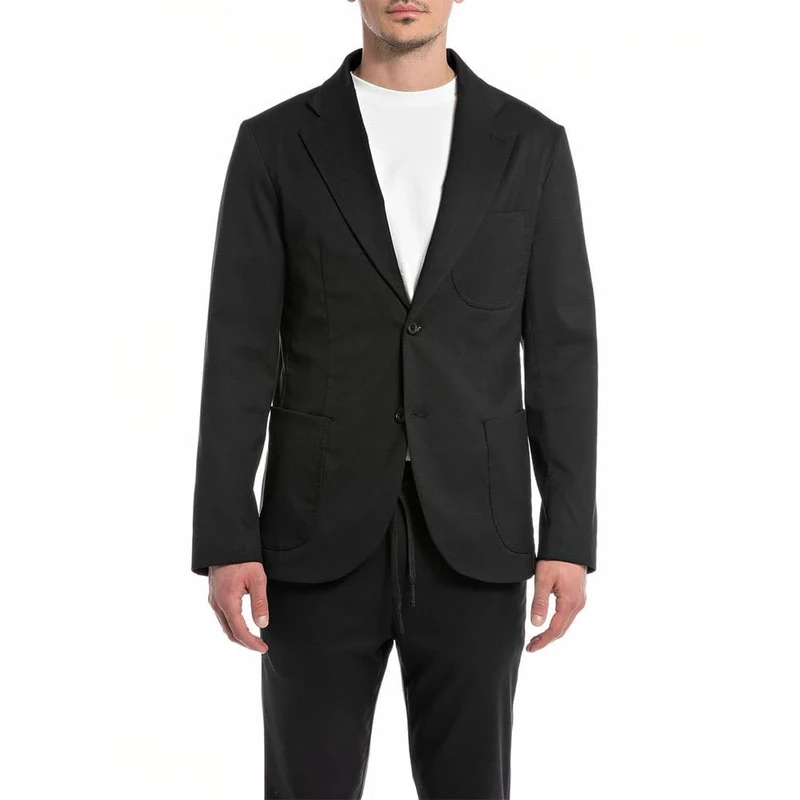 REPLAY Men's M8286 .000.84617 Business Casual Blazer, Black 098, S