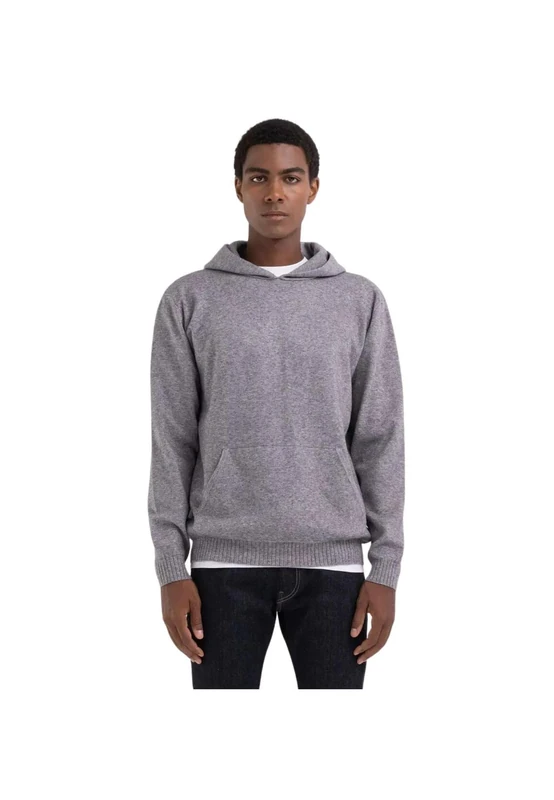 REPLAY Adult UK2519 Recycled Polyester Blend Hooded Sweatshirt, Medium Grey Melange M06, 3XL