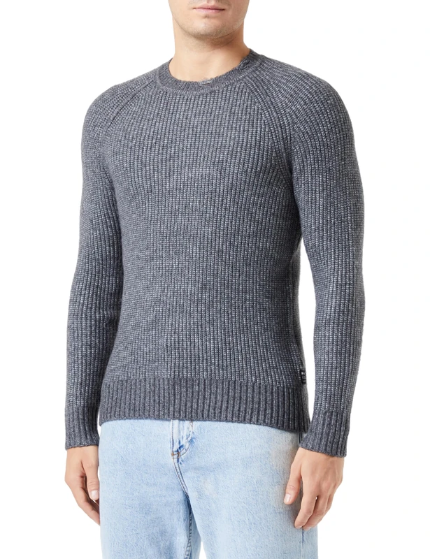 REPLAY Men's Sweater Recycled Wool Mix, Dark Grey Melange M10 (Grey), XL