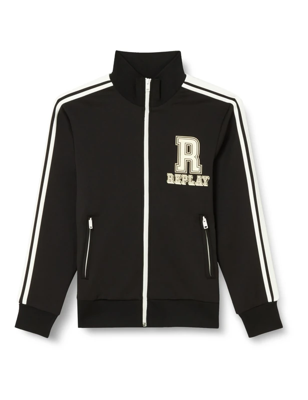 REPLAY Men's Sweatshirt with Zipper, Black 098 (Black), M