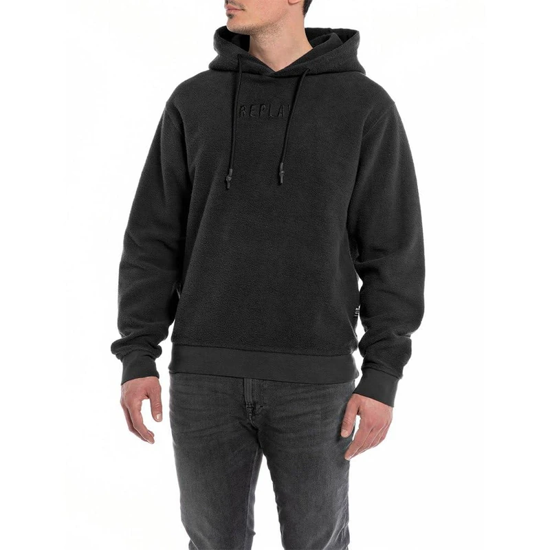 REPLAY Men's M6720 Hooded Sweatshirt, Black 098, S