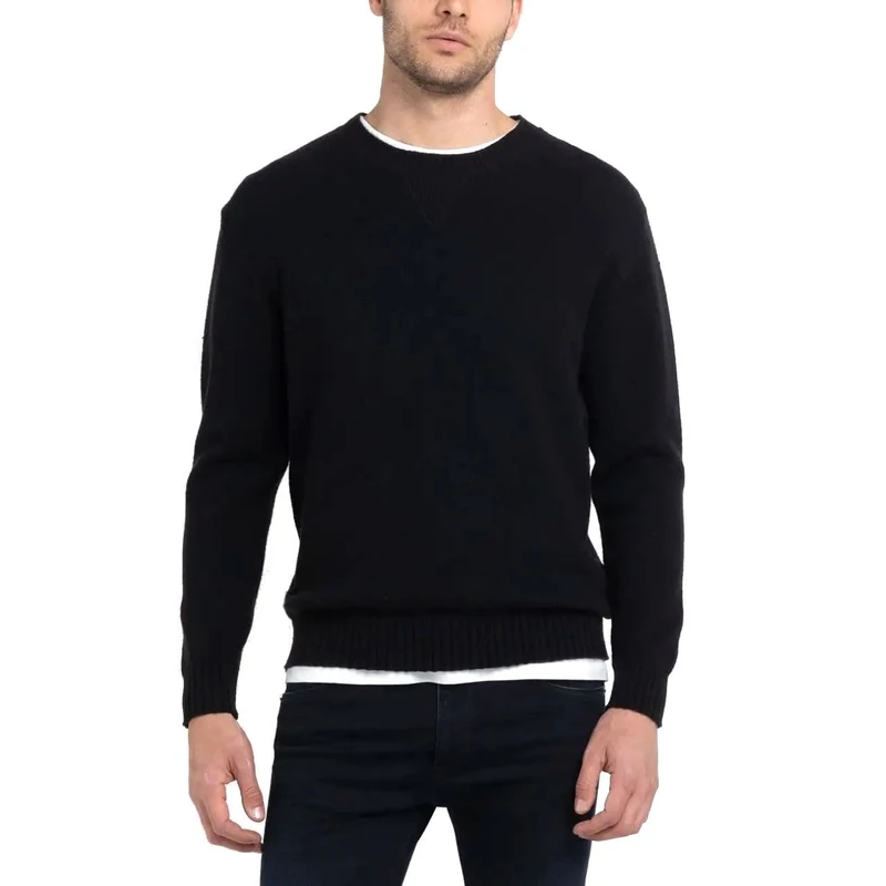 REPLAY Adult UK2517 Recycled Polyester Blend Sweater, Black 098, M