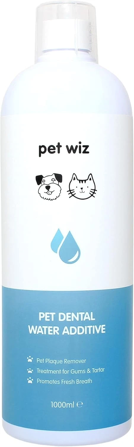 pet wiz Dental Water Additive for Dogs & Cats | Fights Bad Breath | Removes Plaque & Tartar | Promotes Healthy Gums | 1000ml