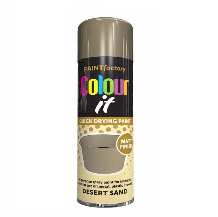 SuperGift.com Desert Sand All Purpose Aerosol Spray Paint 250ml Quick Drying Spray, Fast Dry and Excellent Coverage for Metal, Wood, Plastic and More by Diva Gift