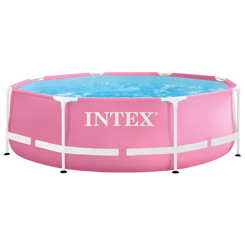 Intex 2.44m x 76cm Pink Metal Frame Pool, Set-up Size: 2.44m x 76cm (28290NP)