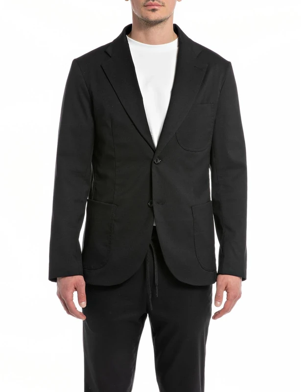 REPLAY Men's M8286 .000.84617 Business Casual Blazer, Black 098, M