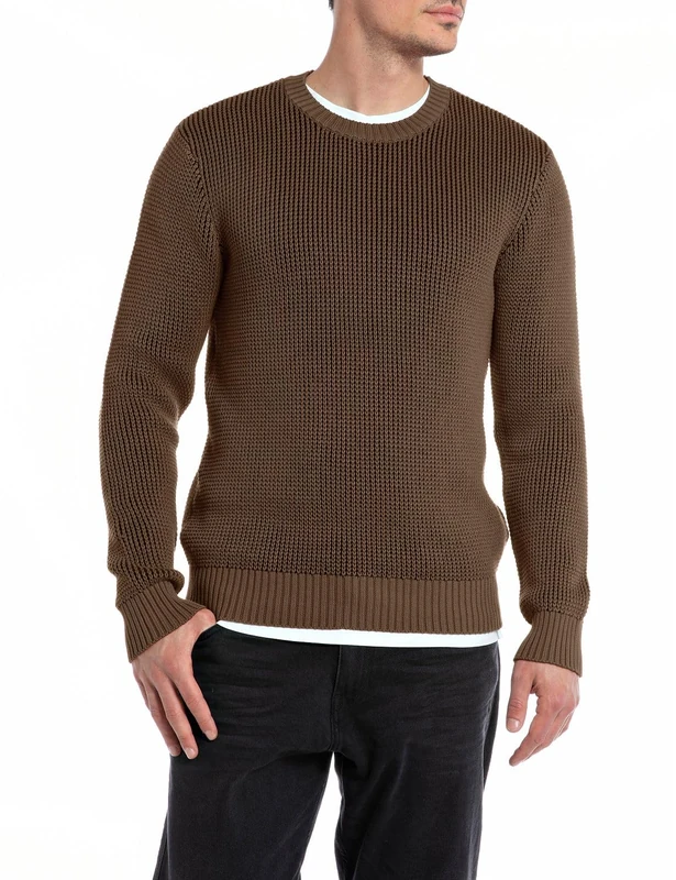 REPLAY Adult UK2515 Cotton Reactive Sweater, Wood 629, XL