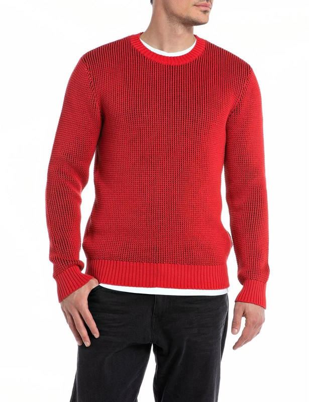REPLAY Adult UK2515 Cotton Reactive Sweater, Ruby Red 656, XXL