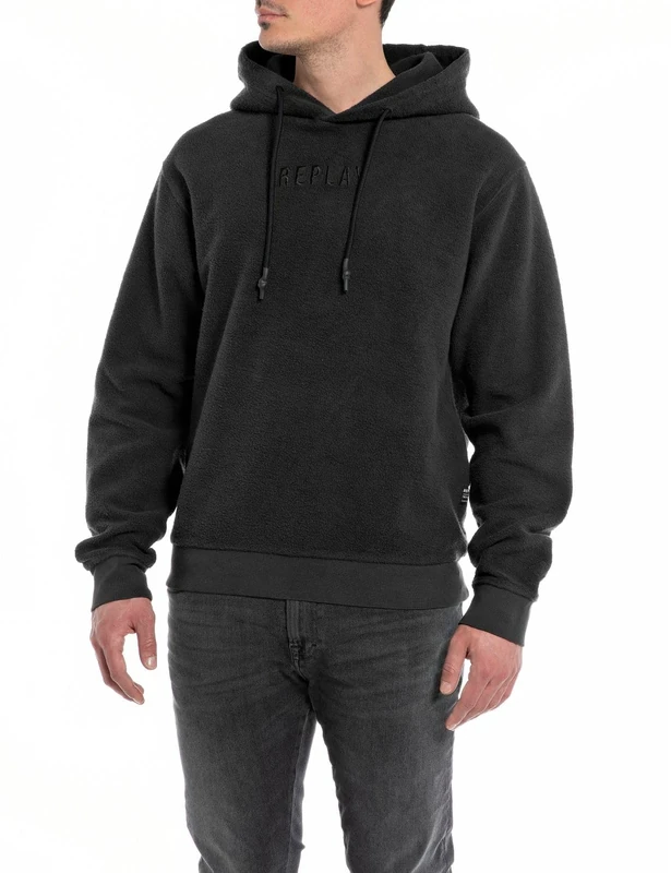 REPLAY Men's M6720 Hooded Sweatshirt, Black 098, XXL