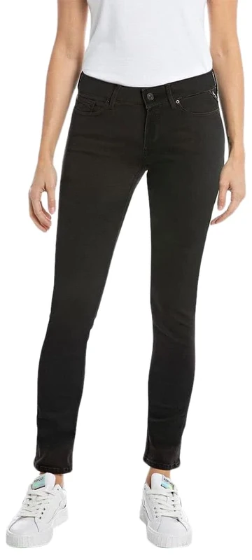 Replay women's jeans New Luz skinny fit Hyperflex Forever Dark with stretch, black (Black 098), 23W / 32L