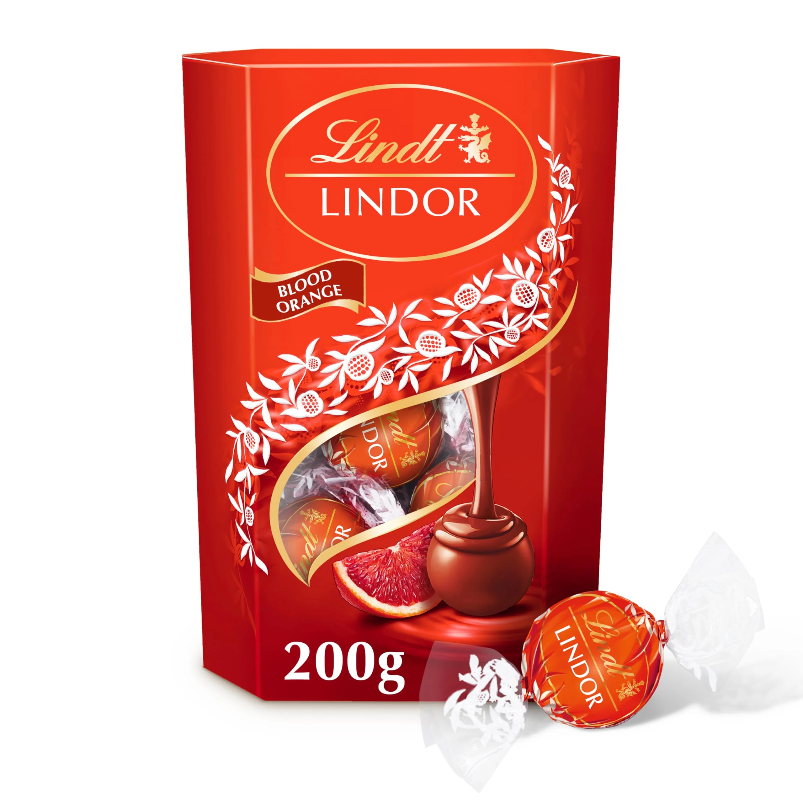 Lindt Lindor Blood Orange Milk Chocolate Truffles Box - Approx 16 balls, 200g - Chocolate Truffles with a Smooth Melting Filling - Gift Present - Easter, Birthday, Congratulations
