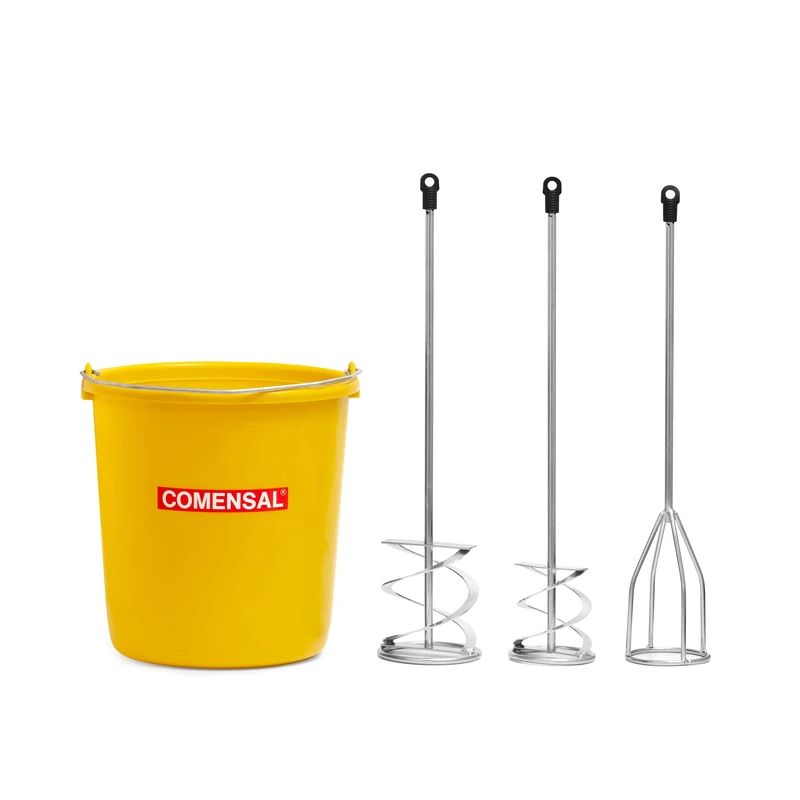 COMENSAL® Paddle Mixer SDS Set - Spiral Stirrer 100, 120 mm - Plaster Mixer 100 mm - Mortar Stirrer - Standard Drills - Sperbucket 17l - Made in EU - Image 1