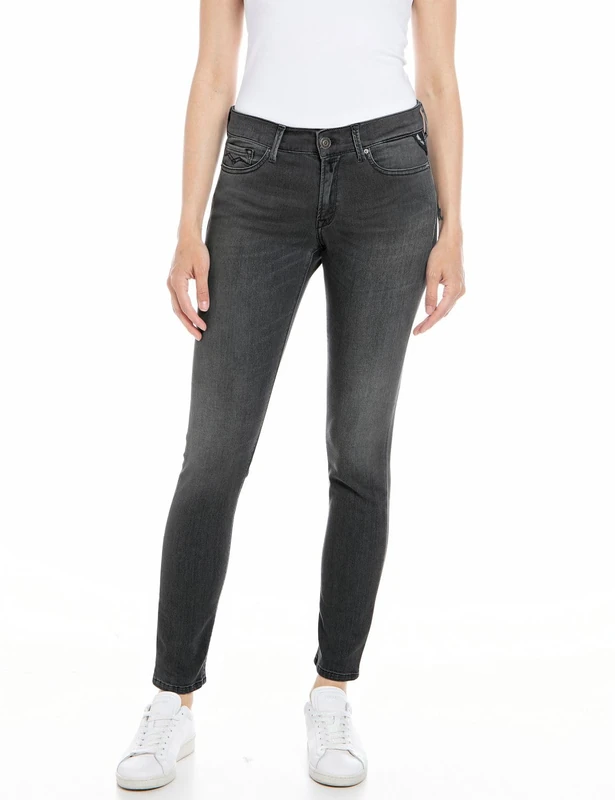 Replay women's jeans New Luz skinny fit Hyperflex with stretch, gray (Dark Gray 097), 27W / 32L