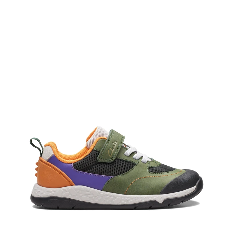 Clarks Boys Steggystride Sneaker, Green, 12.5 UK Child