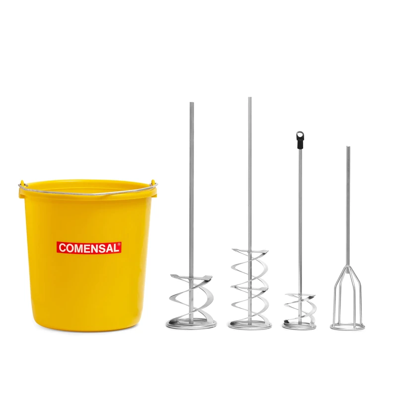 COMENSAL® Paddle Mixer HEX Set - Spiral Stirrer 80, 120 mm - Plaster Mixer 80 mm - Maxi 100mm for Thick Mortar - Mortar Stirrer - Made in EU