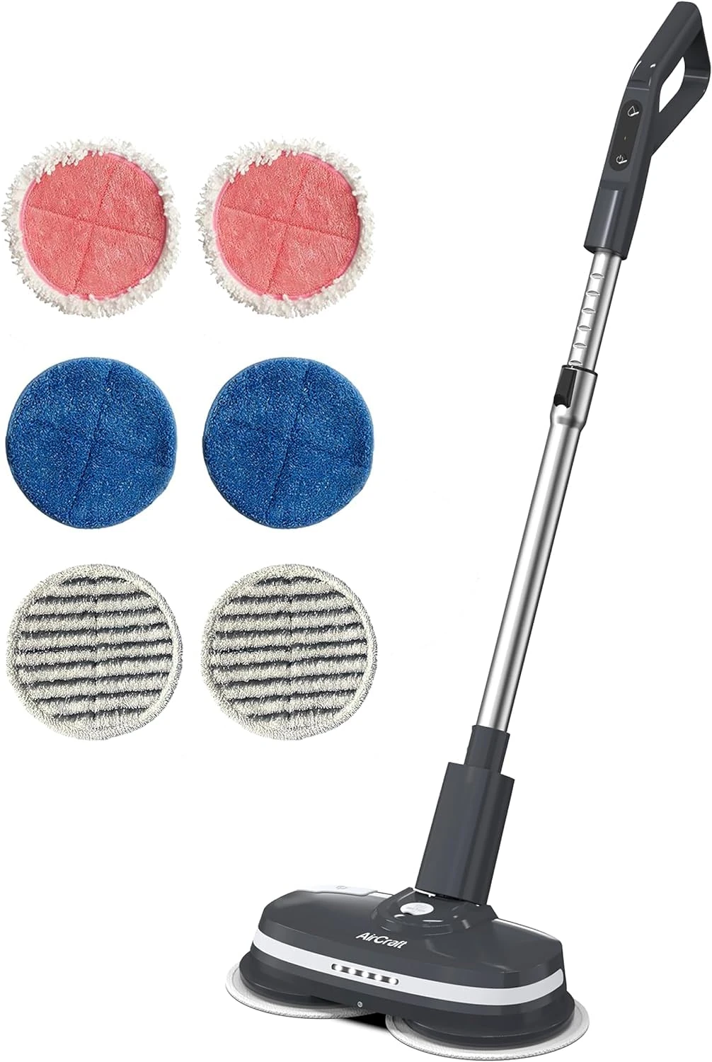 AirCraft Home PowerGlide, Cordless Rechargeable Hard Floor Cleaner, Polisher & Scrubbing Bundle with 6 Pads (2 Cleaning, 2 Polishing & 2 Scrubbing Pads) Perfect for Wood, Tile, Marble, Vinyl