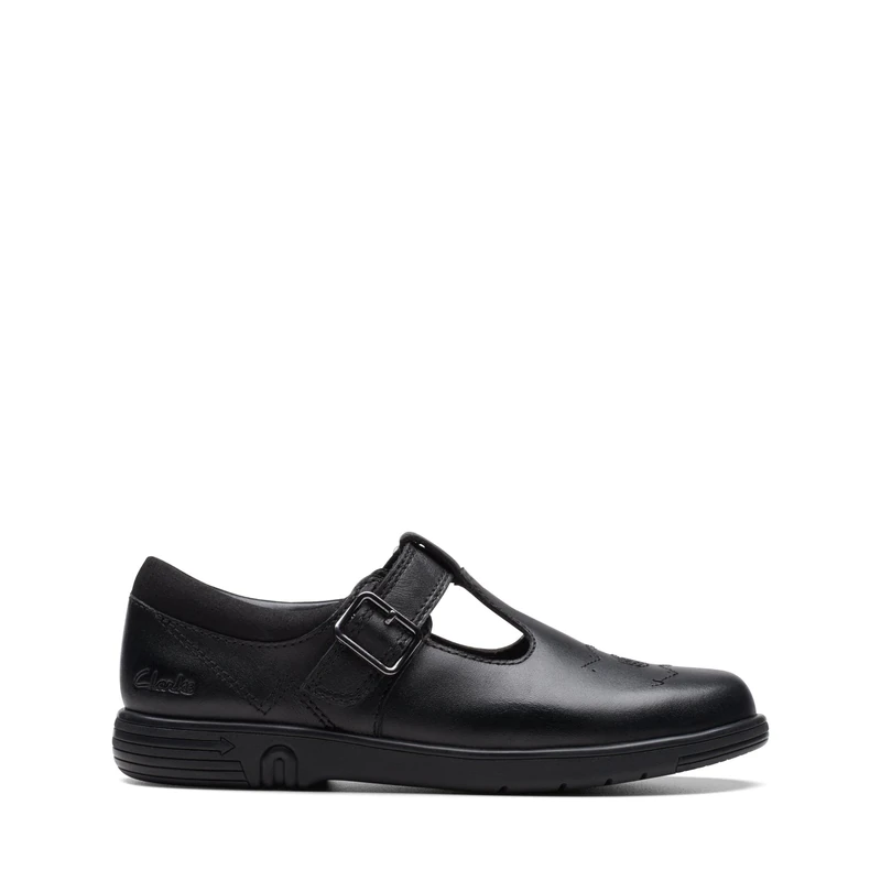 Clarks Jazzy Tap K. Childrens Black Leather, 9.5