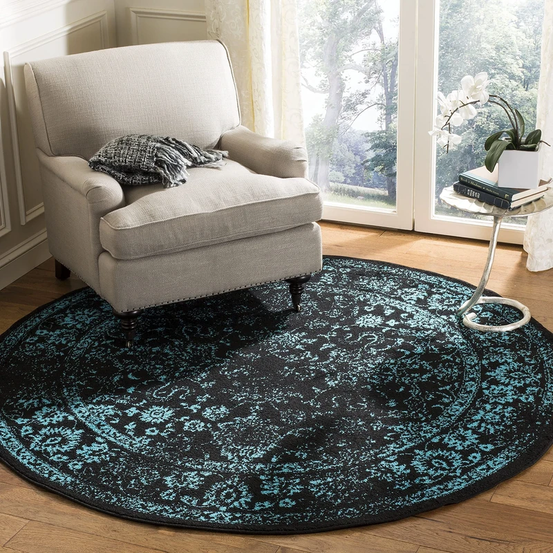 Safavieh Adirondack Collection ADR109K Oriental Rug Round Distressed Design Non Shedding Easy Care Ideal for High Traffic Areas in the Living Room