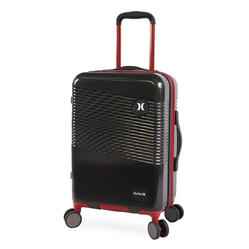 Hurley Looper Hardside Spinner Luggage, Black Red, Carry-On 21-Inch, Looper Hardside Spinner Luggage