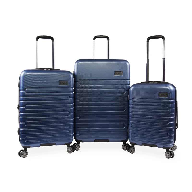 Original Penguin 3 Piece Set Expandable Suitcase with Spinner Wheels, Metallic Blue, 3pc Set, 3 Piece Set Expandable Suitcase with Spinner Wheels