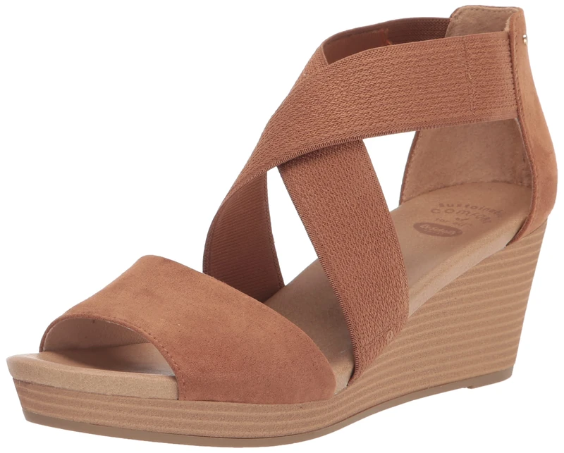 Dr. Scholl's Shoes Women's Barton Band Wedge Sandal, Brown Microfiber, 9 UK