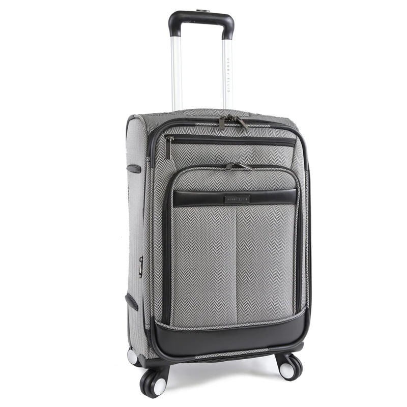 Perry Ellis Charleston Lightweight Spinner Carry-On Luggage, Black/White Herringbone, Carry-On 21-Inch, Lexington Ii Lightweight Carry-on Spinner Luggage