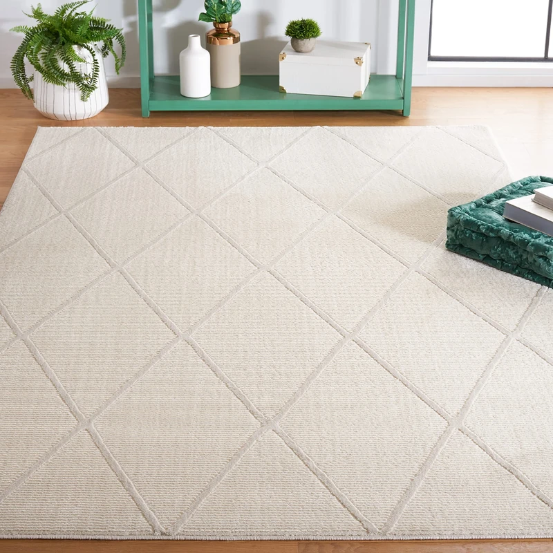 Safavieh Contemporary Rug for Living Room, Dining Room, Bedroom - Revive Collection, Short Pile, in Ivory, 160 x 230 cm