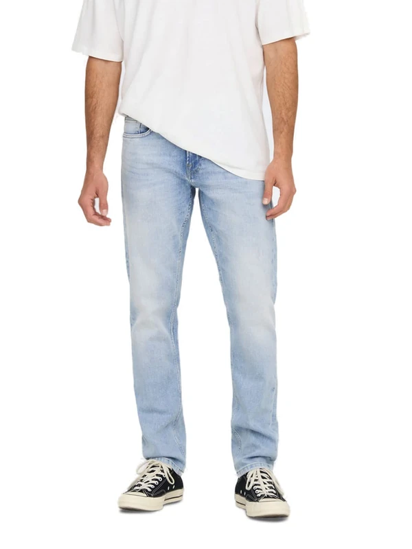 Only & Sons Male Normal Cut Jeans ONSWEFT Medium Waist Normal Cut Jeans, Light Blue (Light Blue Denim), 30 W/30 L