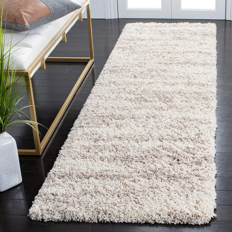 Safavieh Shag Rug for Living Room, Dining Room, Bedroom - Hudson Shag Collection, High Pile, in Ivory and Beige, 90 x 150 cm