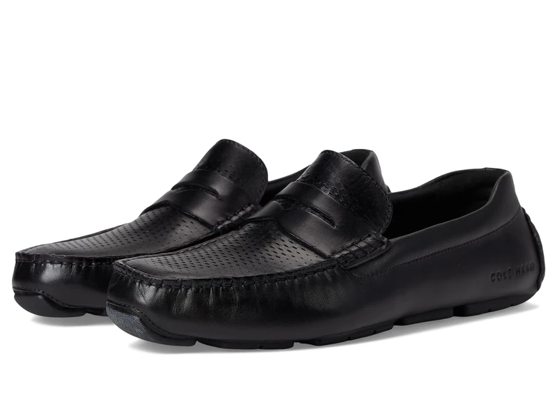 Cole Haan Men's Grand Laser Penny Driver Driving Style Loafer, Black/Black, 7 UK