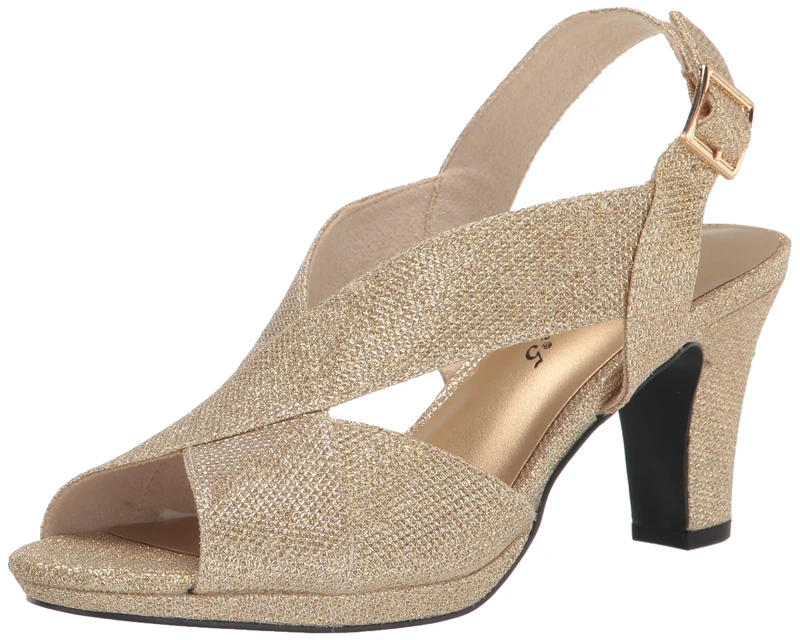 Easy Street Women's Christy Heeled Sandal, Gold Glitter, 5.5 UK