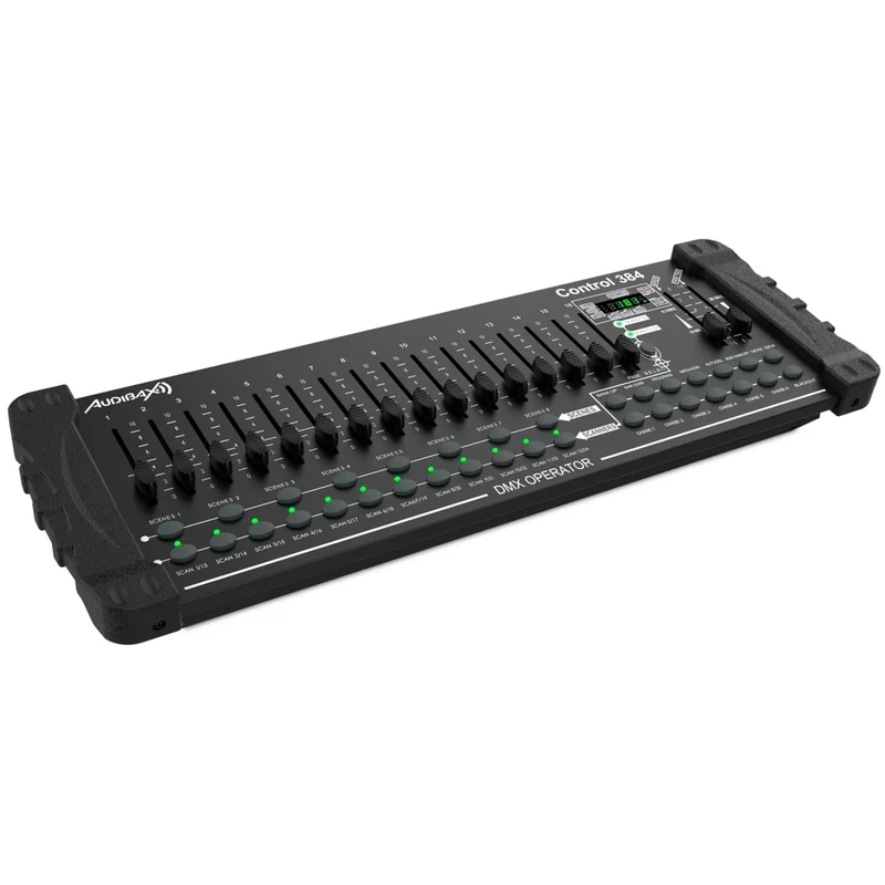 Audibax Control 384-384 Channel DMX Controller - Control of 24 Devices of 16 DMX Channels - Activation of Scenes by Sound, Manual or Automatic - Programming of Chases and Sequences in Faders