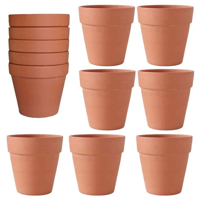 OLEEP 12cm Clay Pot - 12 Pack Large Terra Cotta Planters With Drainage Hole for Indoor Outdoor Plants (4.7 Inch)