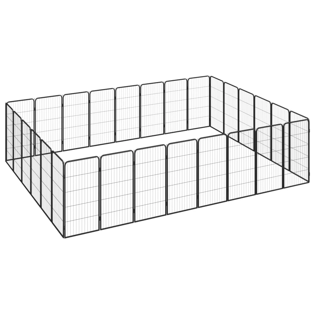 vidaXL 28-Panel Dog Playpen Outdoor Pet Supply All-in-one Dog Kennel Crate Cage Puppy Enclosure Pet House Black 50x100 cm Powder-coated Steel