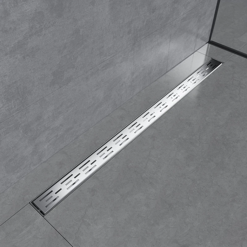 EMKE Stainless Steel Shower Drain 110 cm Flat Siphon with Odour Stop/Hair Strainer Side Row Design for Bathroom