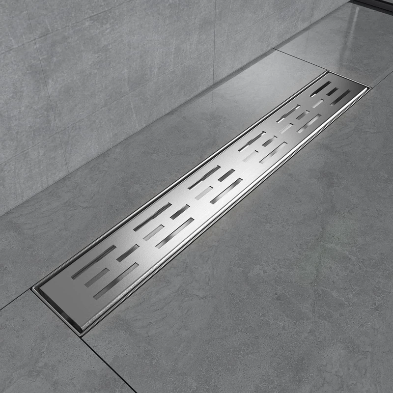 EMKE Shower Drain 50 cm Stainless Steel Flat Siphon with Odour Stop/Hair Strainer Edge Drain Side Row Design Shower Drain Channel Shower Drain for Bathroom