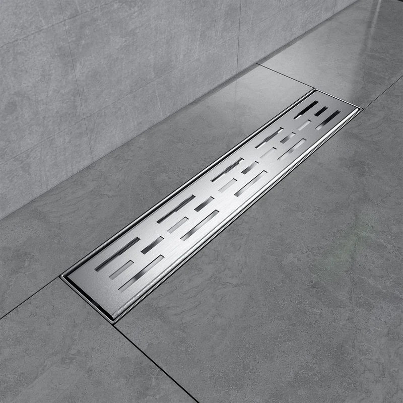 EMKE Shower Channel 40 cm Stainless Steel Shower Drain Flat Siphon with Odour Stop/Hair Strainer Edge Drain, Side Row Design Shower Drain Channel Shower Drain for Bathroom