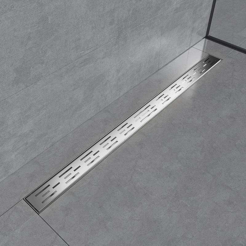 EMKE Shower Channel 100 cm Stainless Steel Shower Drain Flat Siphon with Odour Stop/Hair Strainer Edge Drain Side Row Design Shower Drain Channel Shower Drain for Bathroom - Image 1